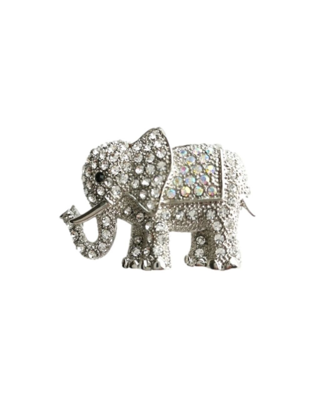 Clear Crystal Elephant Brooch Pin New
